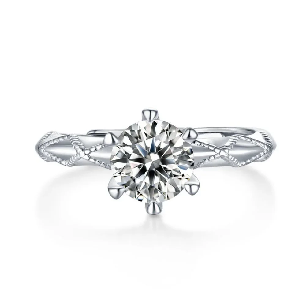 Certified 3ct. t.w. Diamond Moissanite Brilliant Cut Engagement Ring NEW